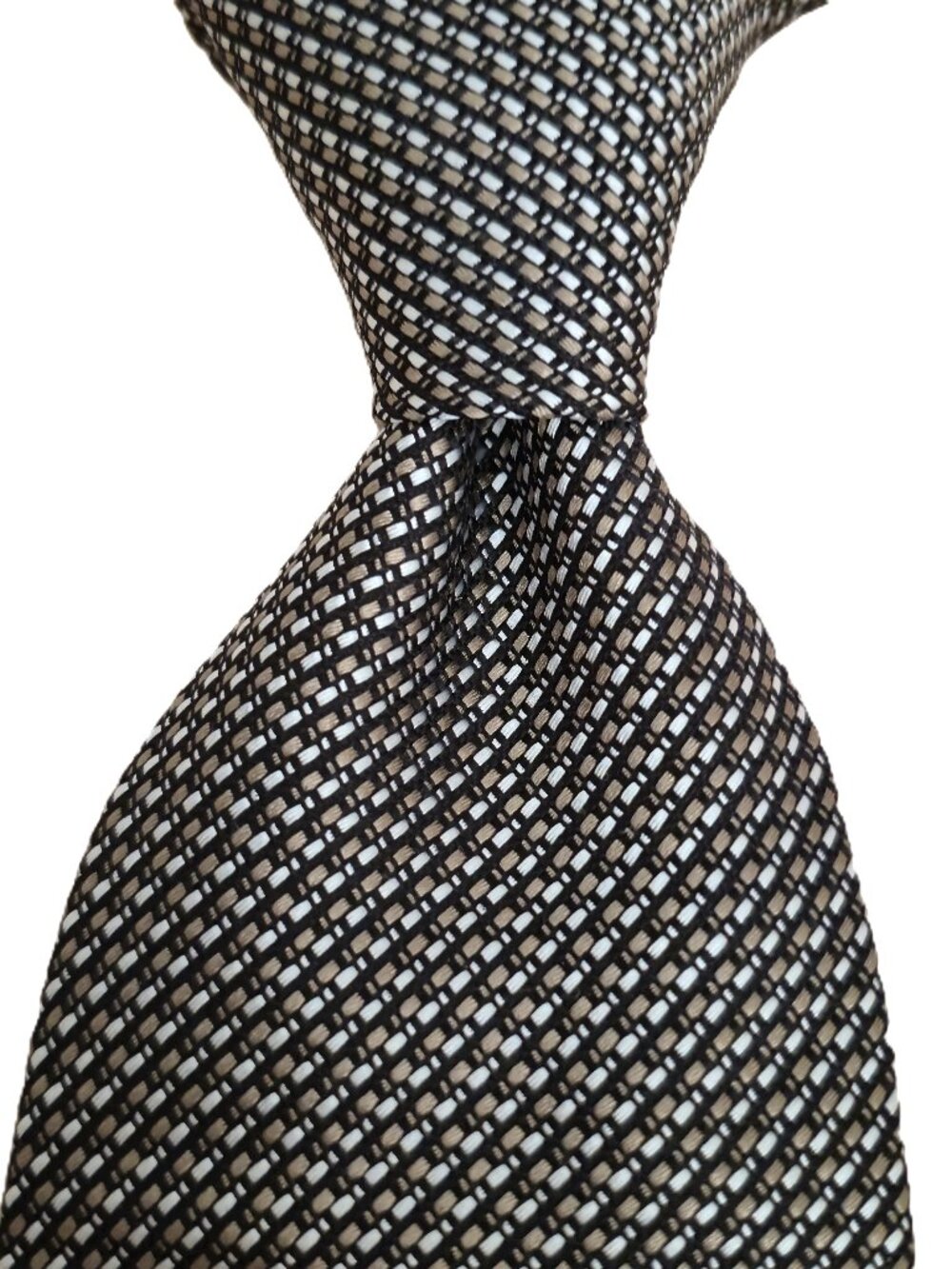 NWT TOM FORD Beige White Woven Silk Tie Italy $270